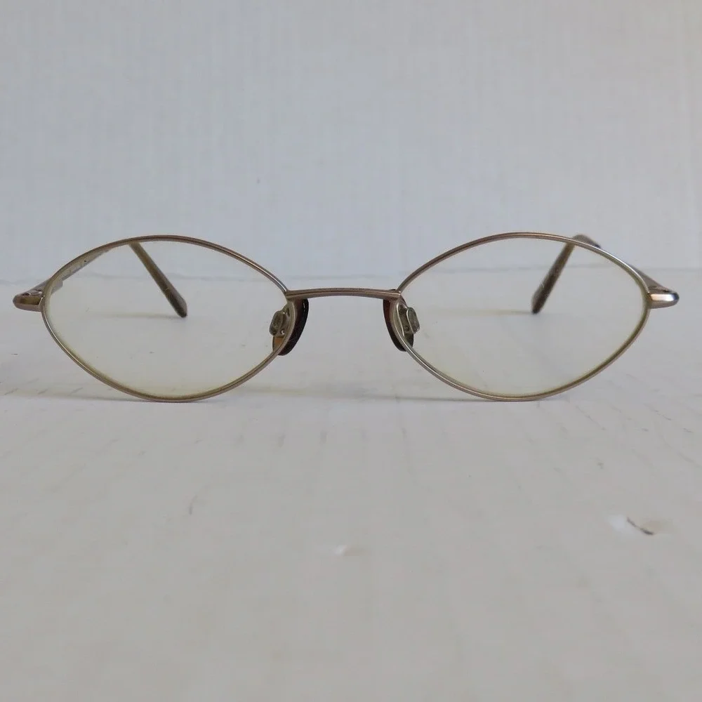 Anne Klein Y2K Gold Bronze Metal Oval Eyeglass Frames 49-18-130 Womens